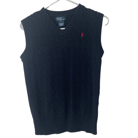 Polo by Ralph Lauren Navy Blue Cable Knit Vest Large - Picture 1 of 4